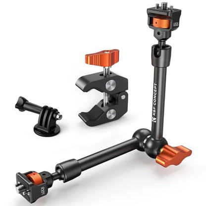 K&F CONCEPT 11" Magic Arm Clamp with ARRI 1/4" & 3/8" Thread Screw | 360° Ball Heads Articulating Arm Camera Adapter for DSLR, Monitor, LED Light, Microphone, Camera Cage, Action Camera, MS33 - size: 11 Inch with Adapter