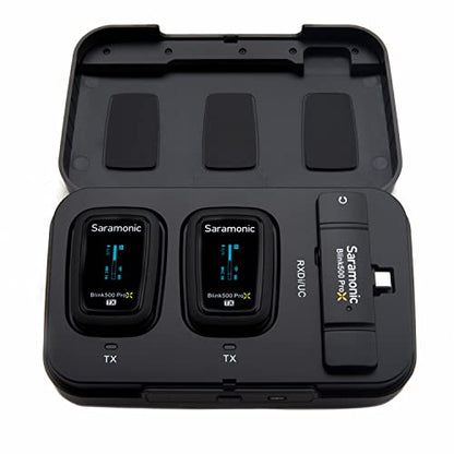Saramonic Blink 500 Pro X B6 2-Person Wireless Mic System w/Lavaliers & USB-C Receiver for iPhone 15, Android, iPad, Mobile & Computers, Black