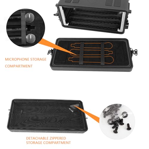 4U Rack Case 17" Depth Molded Amplifier Pro-Audio PA DJ Flight Road Travel Mount Waterproof Protective Hard Case With Customized Foam, Wireless Mic System Storage/Amp/Effect/Mixer - color: Black, size: 4U 17" Deep