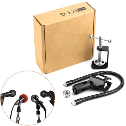 QWORK 13" Gooseneck Microphone Stand – Flexible Desktop Clamp-On Mic Mount