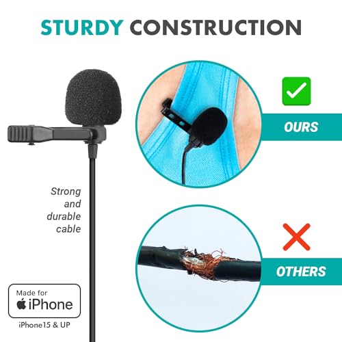 Movo uLav-IP USB-C Wired Omnidirectional Lavalier Clip On Microphone for iPhone 15, Lapel Microphone for YouTube, Vlogging, Interviews - style: Single Lav with 6-foot Cord