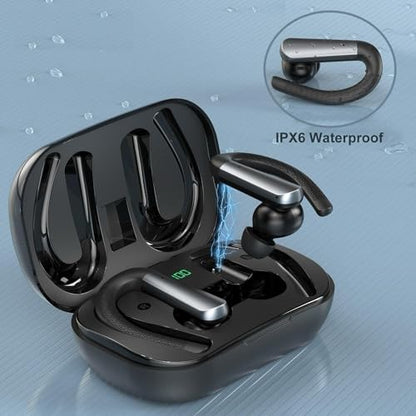 Earbuds for Punkt MC02 - Bluetooth Headphones with Earhooks Waterproof IPX6 Sports Workout Earbuds with LED Display for Gym Running Exercise Fitness with Mic - Black