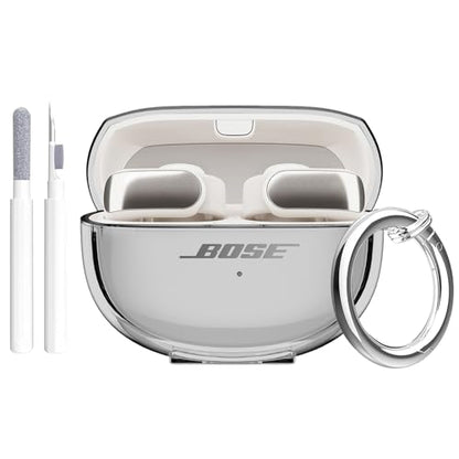 Aircawin for Bose Ultra Open Earbuds Case Clear 2024,Full Protective Shockproof Soft Transparent TPU Cover for Bose Open Ear Wireless Earbud Headphone Accessories with Carabiner and Cleaning Pen-Black - color: Clear Black