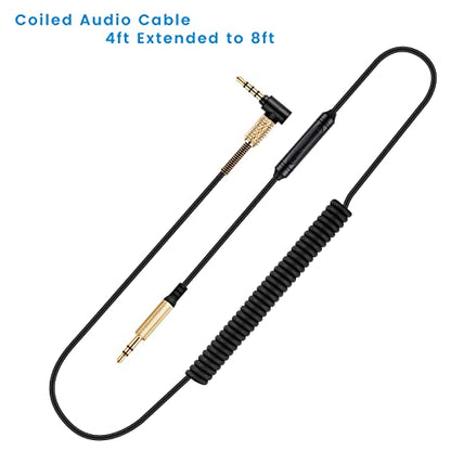 Studio3 Coiled Audio Cable for Beats Studio Pro, Solo4, Solo3 Headsets, 8ft | 3.5mm in-line Mic & Volume Control Headphone Cord for PS5 Xbox One - size: 8 Feet