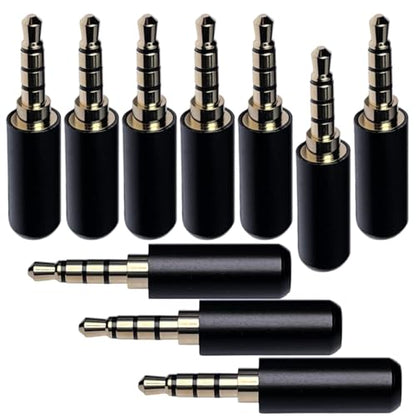 3.5mm TRRS 4-Pole Stereo Male Solder Plug, 10 Pack