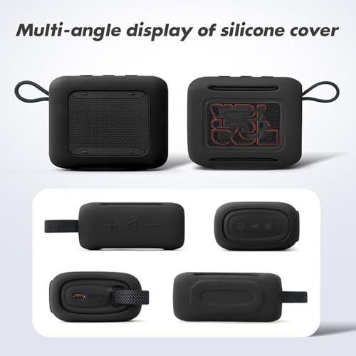Silicone Cover for JBL Go 5 Bluetooth Speaker | Silicone Anti-Fingerprint & Sweatproof Case, Shockproof Bumper Skin with Precise Cutouts, Portable Speaker Sleeve - color: Black