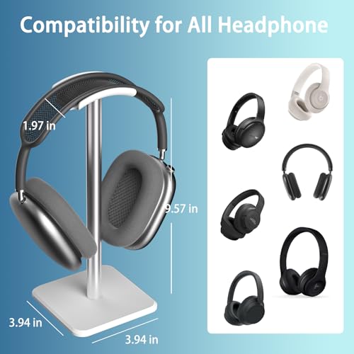 Headphone Stand - Headset Stand with Aluminum Hanger (White) | Headphone Holder for AirPods Max, Sony, Bose, Beats and More - color: White