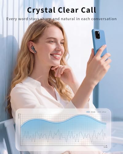 Wireless Earbuds, 2026 Bluetooth 5.4 Headphones Bass Stereo Ear Buds with Noise Cancelling Mic, LED Display in Ear Earphones 50H Playtime Ear Buds, IP7 Waterproof for Laptop Pad Phones Deep Black - color: Deep Black