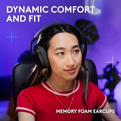 Logitech G321 Lightspeed Wireless Gaming Headset - Black | Dynamic Comfort and fit, 16 kHz Boom mic, 20+ hrs Battery, for PC - color: Black
