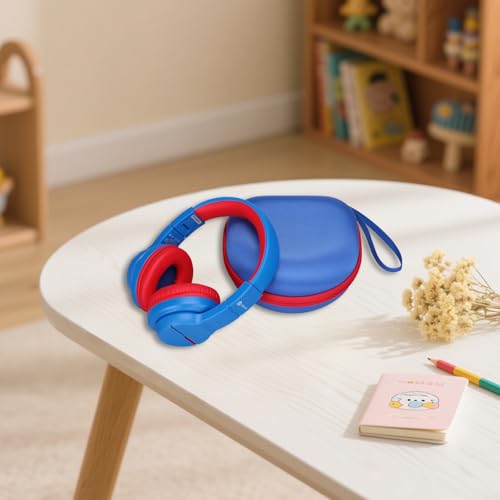 Kids Headphone Case for iClever/Acer/JBL, Blue Red(Case Only) | for iClever BTH12 HS19 BTH22 BTH20 BTH18 BTH26/JBL Junior 320 /MIDOLA/JoySpark/eKids Spiderman/ADOOPE/JLab Kids Headphones - color: Blue-Red