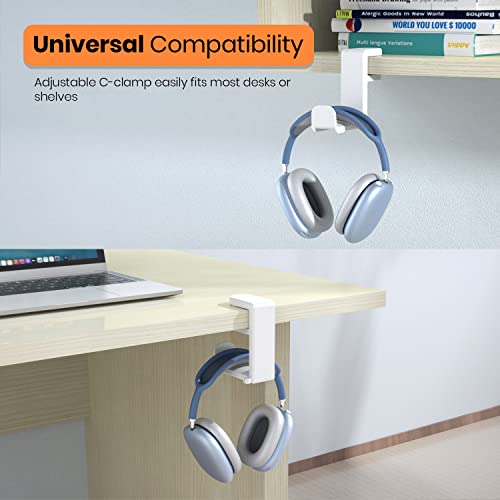 EURPMASK 3-in-1 Rotating Headphone Stand w/2 Detachable Controller Holders | Adjustable Clamp-on Headset Holder Hanger,Swivel,Gaming Headset Hanger,Cable Organizer,Father's Day Birthday Christmas Gift - color: Gaming Combo White