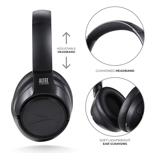 Altec Lansing Comfort Pro Over Ear Bluetooth Headphones, Wireless Noise Cancelling Headphones with ENC, Spatial Audio, 60H Battery, Foldable, Super Low Latency, Voice Assistant Compatible