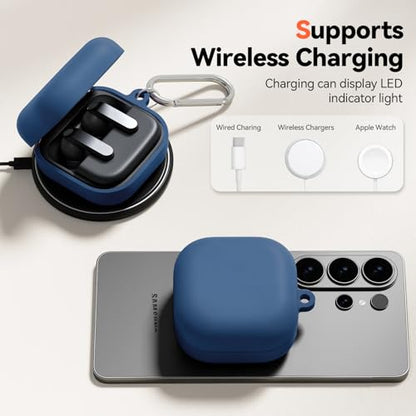 Inesore for Galaxy Buds 4 Pro & Galaxy Buds 4 Case (Navy Blue) | Skin Friendly Silicone Material, with A Multifunctional Cleaning Pen Tool and Keychain, Scratch Resistant, Slip Resistant - color: Navy Blue