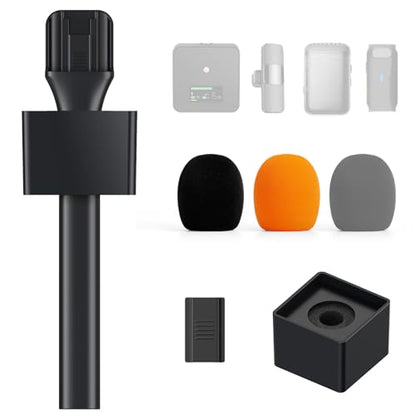 TONOR Handheld Adaptor for Interview Mic, Wireless Mic, Lavalier | Compatible with Rode, DJI and All Lav Mic, Microfono Stand with Flag Station, Foam, Rig for Vlogging, Reports, TP20 - style: 1 Pack