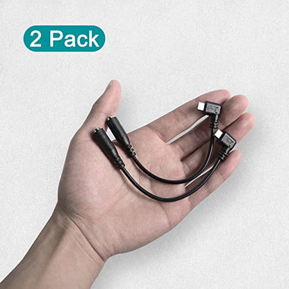 MEIRIYFA Micro USB Male to AUX 3.5mm Audio Cable Cord Right Angled | 1/8" 4 Pole TRRS Female to Micro USB 5pin Male Adapter for Headset Active Clip Mic Microphone 2Pack- 15cm