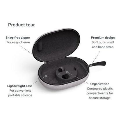 Meta Quest Carrying Case — Works with Meta Quest 3/3S — Premium Style and Protection — Fits Quest 3/3S, Touch Plus Controller, Headstrap, Active Straps, Charging Cable and Adapter | Felt shell with snag-free zipper and plastic compartments for Quest 3, To