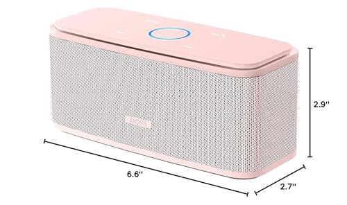 DOSS SoundBox Touch Wireless Bluetooth Speaker-12W HD Sound with Rich Bass | Portable & Small Design, IPX5 Waterproof, 20H Playtime, Handsfree, House, Office Desktop, Bedroom, Indoor Use, Light Pink - color: Light Pink