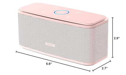 DOSS SoundBox Touch Wireless Bluetooth Speaker-12W HD Sound with Rich Bass | Portable & Small Design, IPX5 Waterproof, 20H Playtime, Handsfree, House, Office Desktop, Bedroom, Indoor Use, Light Pink - color: Light Pink
