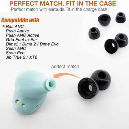 Replacement Memory Foam Eartips for Skullcandy Earbuds,Black | Compatible with Skullcandy Rail ANC/ Dime 3/ Dime 2/ Dime Evo / Push Active / Push ANC Active & Sesh ANC/Evo & Jib True 2/XT2