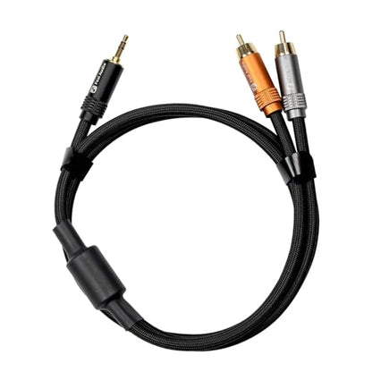 Fosi Audio 3.5mm to RCA Cable 3.9Ft, Dual-Core with Dual Shielding, Gold-Plated Connectors, Durable PVC & Nylon Braided, Compatible with Phones, Tablets, Amplifiers, Active Speakers