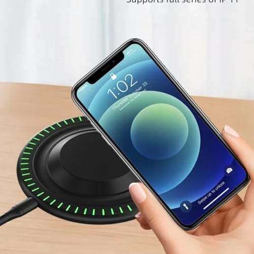 Wireless Charger Pad Stand Desktop Mobile Phone Chargers Fast Charging Dock Station for iPhone 17 16 15 14 13 12 Samsung Xiaomi (Black) - color: Black