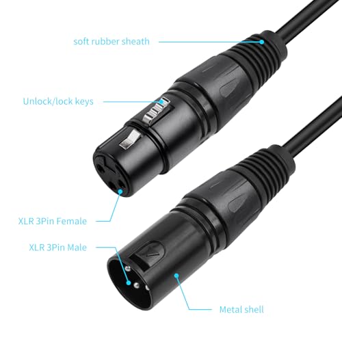 2 Pack XLR Splitter Cable,1 Maleto 2 Female, 1.5FT Stereo Mic to L&R Audio Y-Splitter Cable - color: 1.5FT-2PACK, size: XLR 1 Male to 2 Female