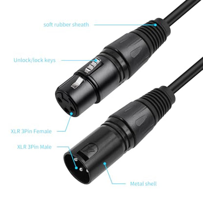 2 Pack XLR Splitter Cable,1 Maleto 2 Female, 1.5FT Stereo Mic to L&R Audio Y-Splitter Cable - color: 1.5FT-2PACK, size: XLR 1 Male to 2 Female