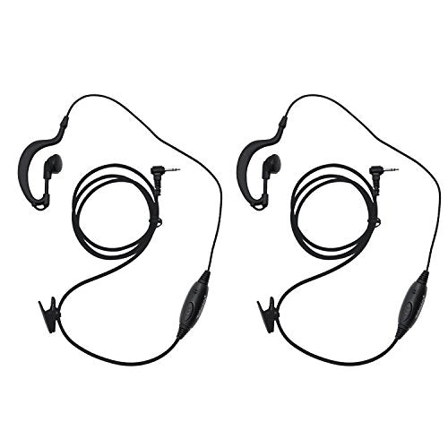 1 Pin 2.5MM Walkie Talkie Earpiece with Mic, G Shape Ear Piece for Police Radios Law Enforcement Compatible with Motorola MH230R MH230TPR MR350R MS350R (2 Pack) - color: 2 PACK