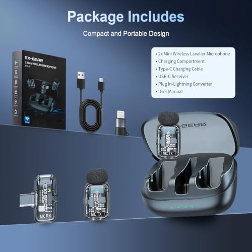 Wireless Lavalier Microphone 3-Level Noise Cancellation for iPhone | Ultralight(5g), Clear Voice, 50M Range, Plug-Play Mini Lav Mic for Android PC, TikTok, YouTube, Video Recording, Black