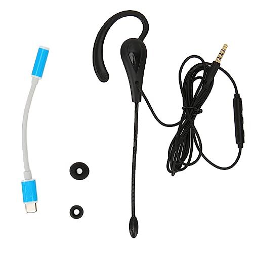 Single Ear Headset with Microphone, Wired, Noise Cancelling, Lightweight, Type-C, for Call Center Office