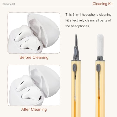 4PCS Earphone Cleaner Kit - Ultra Portable Multi-Function Cleaner Kit Soft Brush for Bluetooth Earphones Case Cleaning Tools, Light Yellow - color: Light Yellow