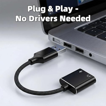 Universal USB Audio Adapter with 3.5mm Combo Jack - for PC, Laptop, Mac, PS5, PS4 & More (Windows/Mac/Linux Compatible)(AA-01)