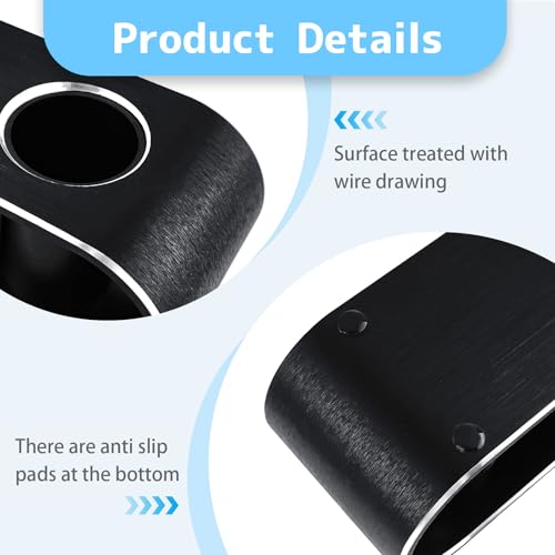 Desktop Microphone Holder for Organize and Display 2 Wireless Mics | Aluminum Alloy, inlcuded 2 Rubber Anti-roll Rings and Anti-scratch Sleeves, for Home Singing, Party, Karaoke, Theater, Salon
