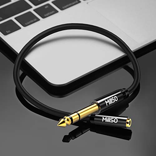 1/4 to 3.5mm Headphone Adapter TRS 6.35mm 1/4 Male to 3.5mm 1/8 Jack | Stereo Audio Jack Adapter for Amplifiers, Guitar, Keyboard Piano, Home Theater, Mixing Console, Headphones - 12 inch / 30 CM - color: Piano Black, size: 1 FT