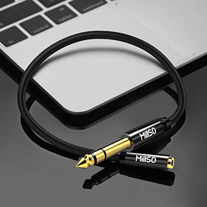 1/4 to 3.5mm Headphone Adapter TRS 6.35mm 1/4 Male to 3.5mm 1/8 Jack | Stereo Audio Jack Adapter for Amplifiers, Guitar, Keyboard Piano, Home Theater, Mixing Console, Headphones - 12 inch / 30 CM - color: Piano Black, size: 1 FT