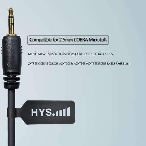 HYS RX380 RX180 RX680 3.5mm Audio Jack to 2.5mm 1-Pin Earpiece Adapter for Cobra Microtalk Radios CXT195/CX112/CXT545 with Inline PTT Switch and Extension Cord