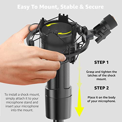 Microphone Shock Mount - Noise Isolation, Anti Vibration for 48-51mm Condenser Mic