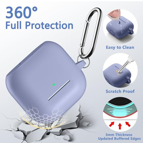 for Airpods 4th Generation Case Cover(2024),Soft Silicone Full Protective Case for AirPods 4 Case with Keychain & Cleaner Kit,Compatible with Apple Airpods 4 for Women,Men（BlueGary） - color: Bluegray