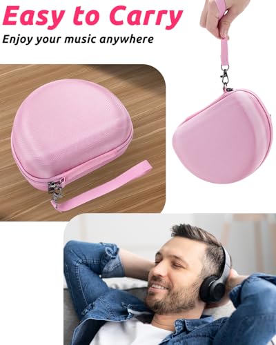 RAIACE Hard Storage Case Compatible with Skullcandy Crusher Over-Ear Headphones, for TOZO HT3 Headphones and More Foldable Headset, Travel Carrying Bag. (Case Only)-Pink - color: Pink