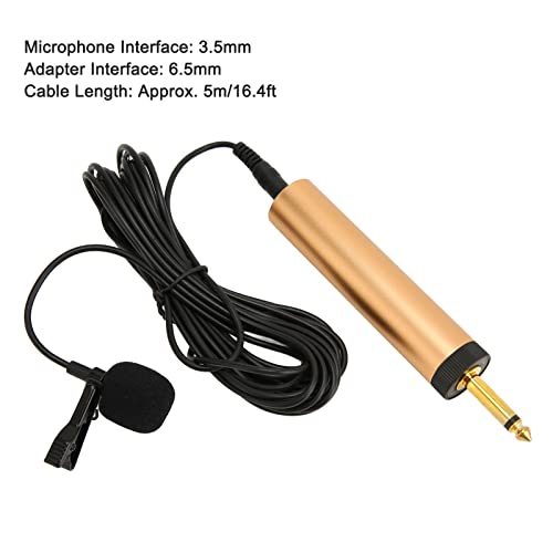 Cuifati 3.5mm Wired Lavalier Microphone Omnidirectional Condenser Mic On Lapel Mic with 16.4ft Cable and 6.5mm Adapter for Phones Cameras Computers