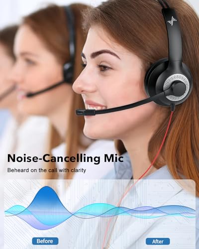 JIAMQISHI USB Headset with Mic for PC, On-Ear Computer Laptop Headphones with Noise Cancelling Microphone in-line Control for Home Office Online Class (USB+3.5mm Single Ear Headset, Black) - color: Black, style: USB+3.5mm Single Ear Headset