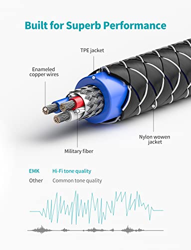 EMK 3.5mm 4-Pole TRRS Audio Cable with Mic, 1M, Male to Male, Compatible with Headphones, Laptops, Smartphones, Gaming, Video Calls - size: 3 Feet, style: 3.5mm TRRS Cable Male to Male