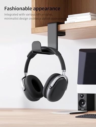 Headphone Hook，Headphone Stand，PC Gaming Headset Holder for Desk，Desk Headphone Hanger，Desk Hook with 360-Degree Adjustable Rotation - color: Black