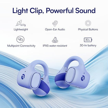 Raycon Everyday Clip-On Earbuds - Open Ear, Water Resistant, 30Hr (Blue) | Open-Ear Clip Design - color: Blue