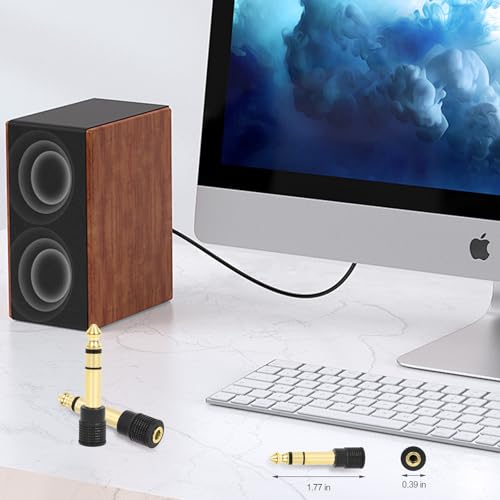 Aqdocvf 4‑Pack 3.5mm to 1/4" Adapter, Upgrade Headphone Jack Adapter | 1/4" to 3.5mm Stereo Headphone Adapter Gold‑Plated for Aux Cable, Headphones, Piano, Drums, Amp Adapters - color: Copper Gold-plated