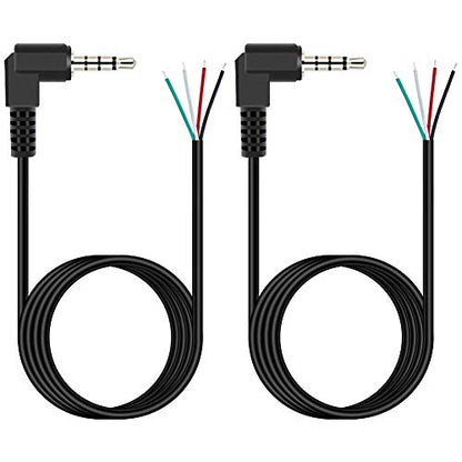 Fancasee 2-Pack 6FT 3.5mm 1/8 to Speaker Wire TRRS Stereo Right Angle Male Plug to Bare Wire Pigtail 3.5mm Jack Connector Adapter Repair Audio Cable for Microphone Headphone Headset Earphone Speaker