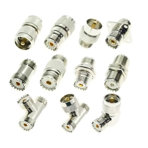 UHF Male Female to UHF Male Female Connector PL259 to SO239 T Right Angle 3 Way RF Coax Coaxial Adapter(UHF-KK) - color: UHF-KK