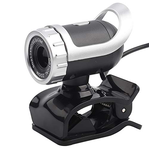 Webcam Camera, USB 2.0 12M Pixels Clip-on Webcam PC Camera with 360° Rotating Stand and Built-in Microphone for Desktop or Laptop (Silver)