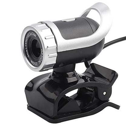 Webcam Camera, USB 2.0 12M Pixels Clip-on Webcam PC Camera with 360° Rotating Stand and Built-in Microphone for Desktop or Laptop (Silver)