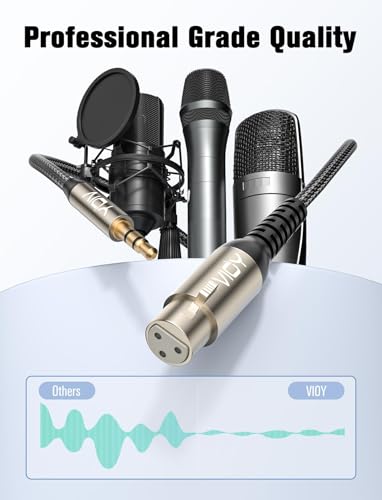 VIOY XLR to 3.5mm Cable 20 FT, 1/8 TRS Male to XLR Female Unbalanced Cord | Multi-layer shielding noise reduction, braided xlr extension mic audio cord for mixer, recorder, amplifier, sound board - size: 20FT